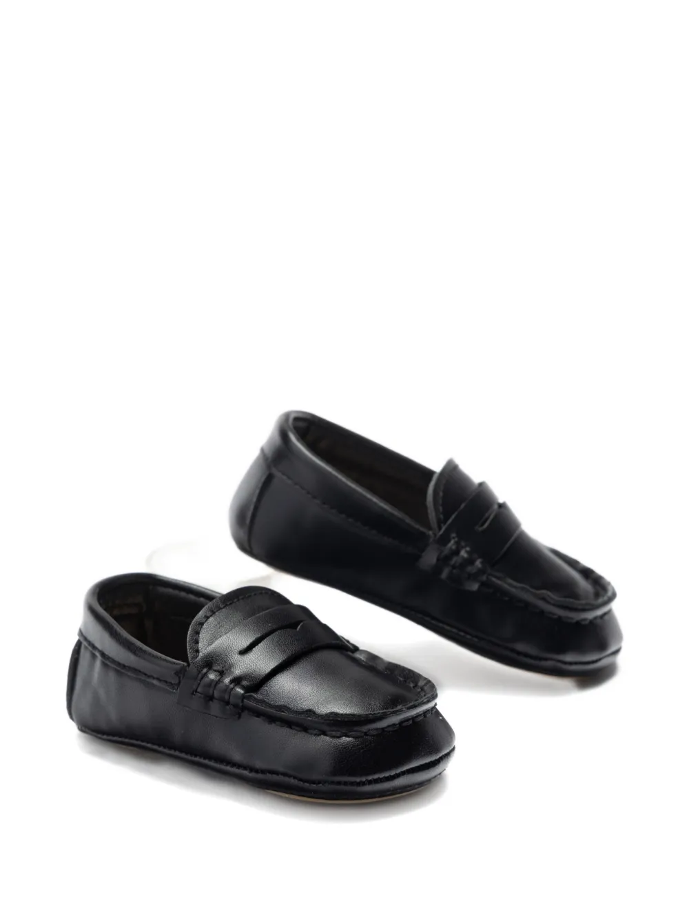  Moustache Penny-strap Leather Pre-walkers - Black 