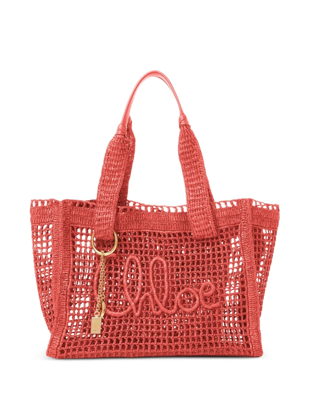 Chloé sac banane en raphia - Rose