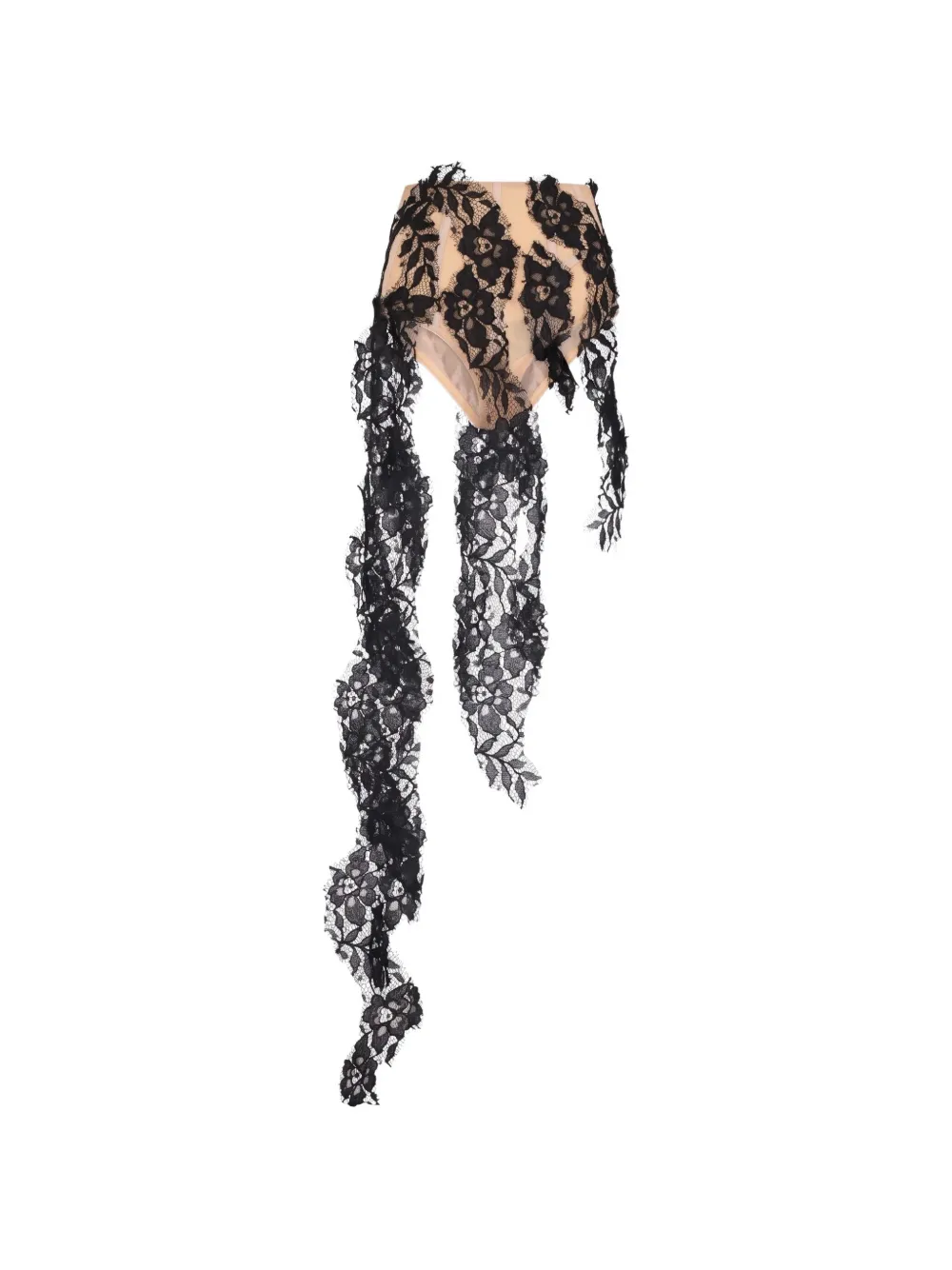 Giuseppe Di Morabito lace-appliqué asymmetric skirt - Nero