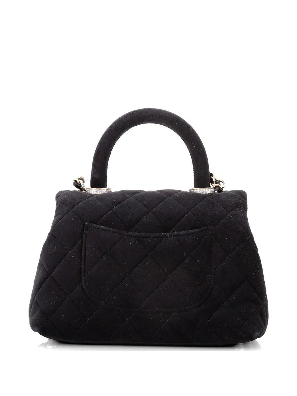 Chanel Pre-owned Coco Top Handle Bag Quilted Velvet With Crystal Detail Extra Mini Crossbody Bag - Black 