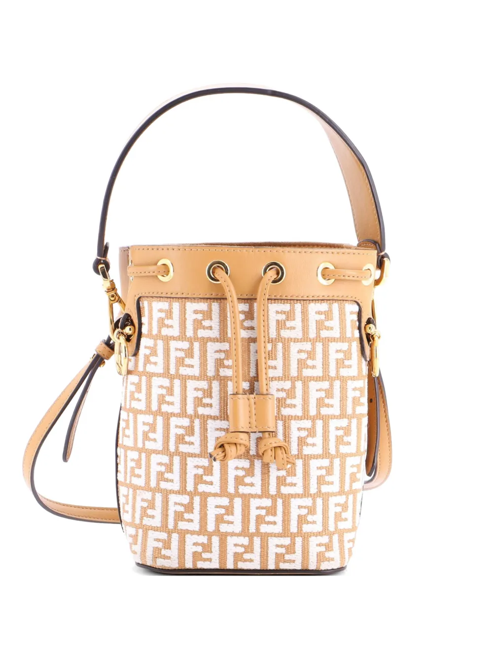Fendi Pre-Owned Mon Tresor Zucca Raffia Mini bucket bag - Marrone
