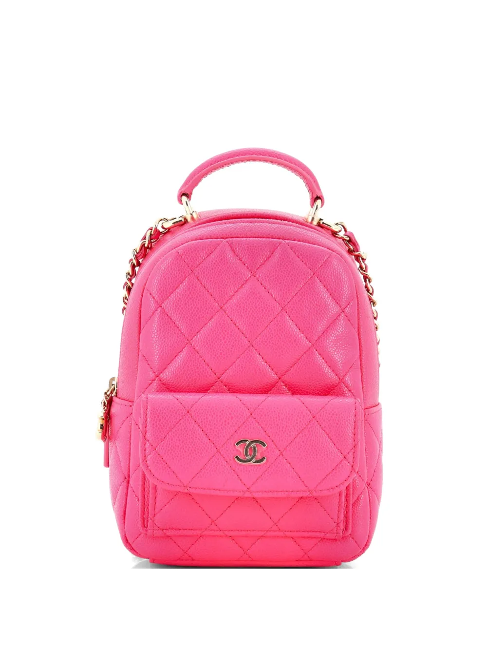 CHANEL Pre-Owned Classic CC Chain Pocket Quilted Caviar Mini backpack - Rosa