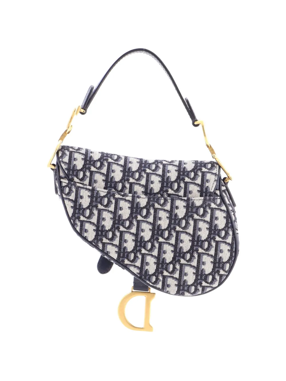  Christian Dior Pre-owned Saddle Handbag Oblique Canvas Mini Shoulder Bag - Blue 
