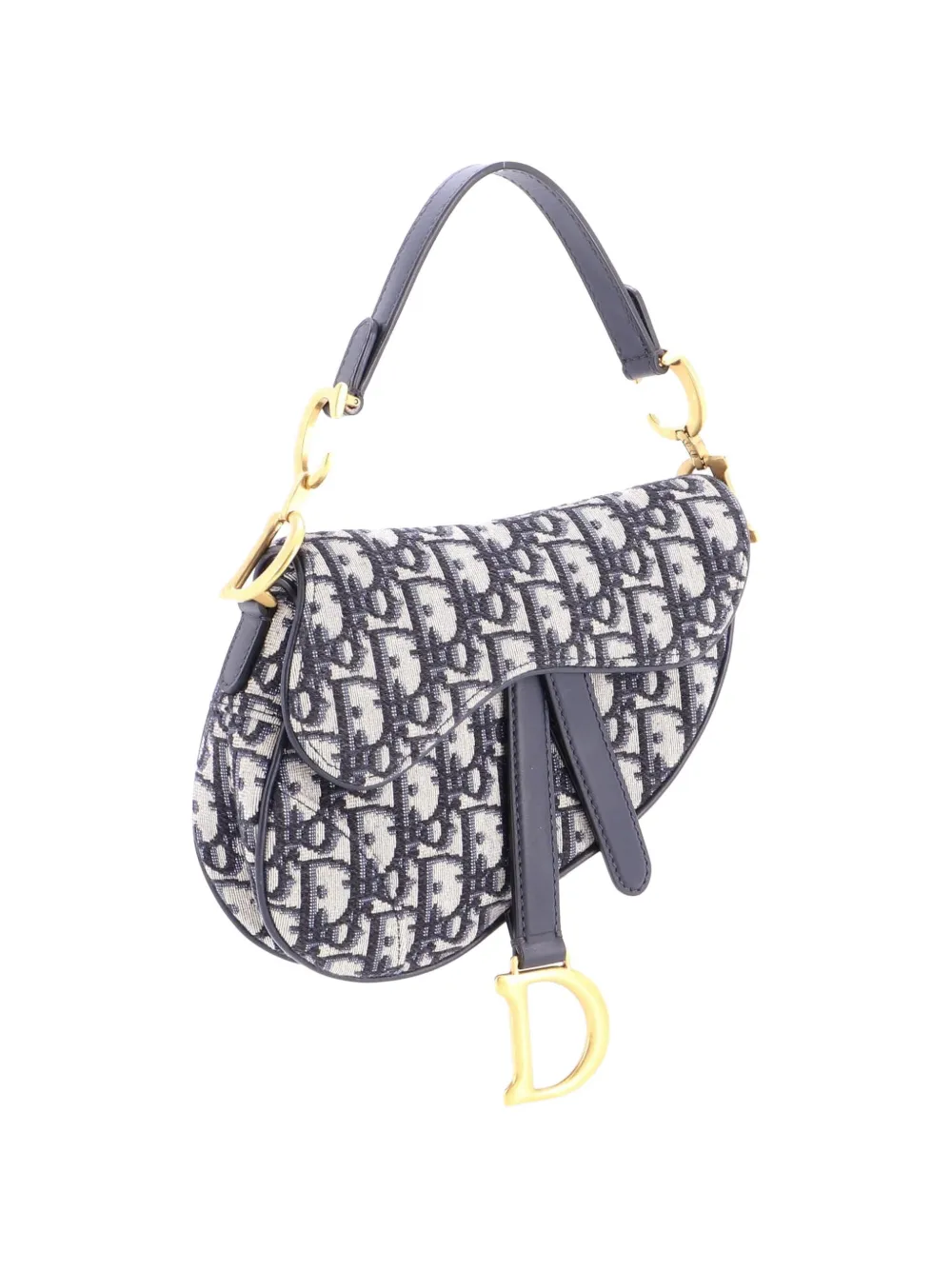  Christian Dior Pre-owned Saddle Handbag Oblique Canvas Mini Shoulder Bag - Blue 