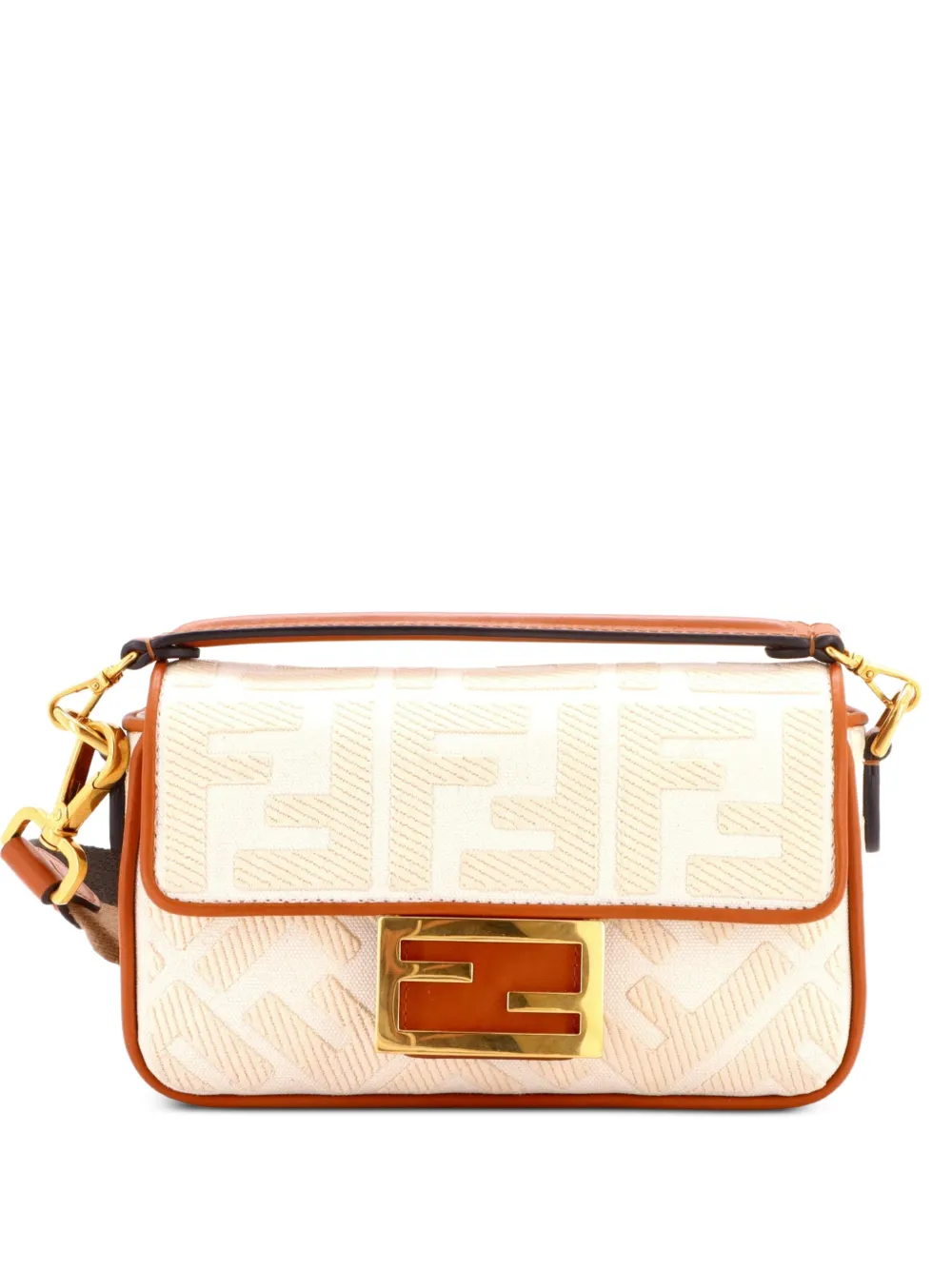 Fendi Pre-Owned Baguette NM Bag Zucca Embroidered Canvas Mini crossbody bag - Toni neutri