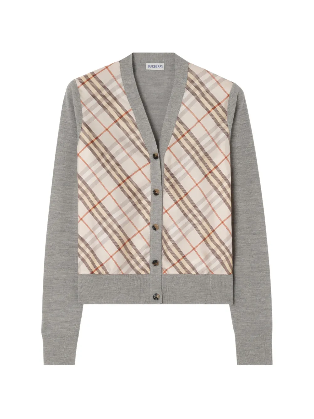 Burberry Check-panel wool silk cardigan - Grau