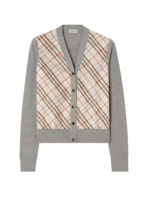Burberry cárdigan de lana y seda con panel Check