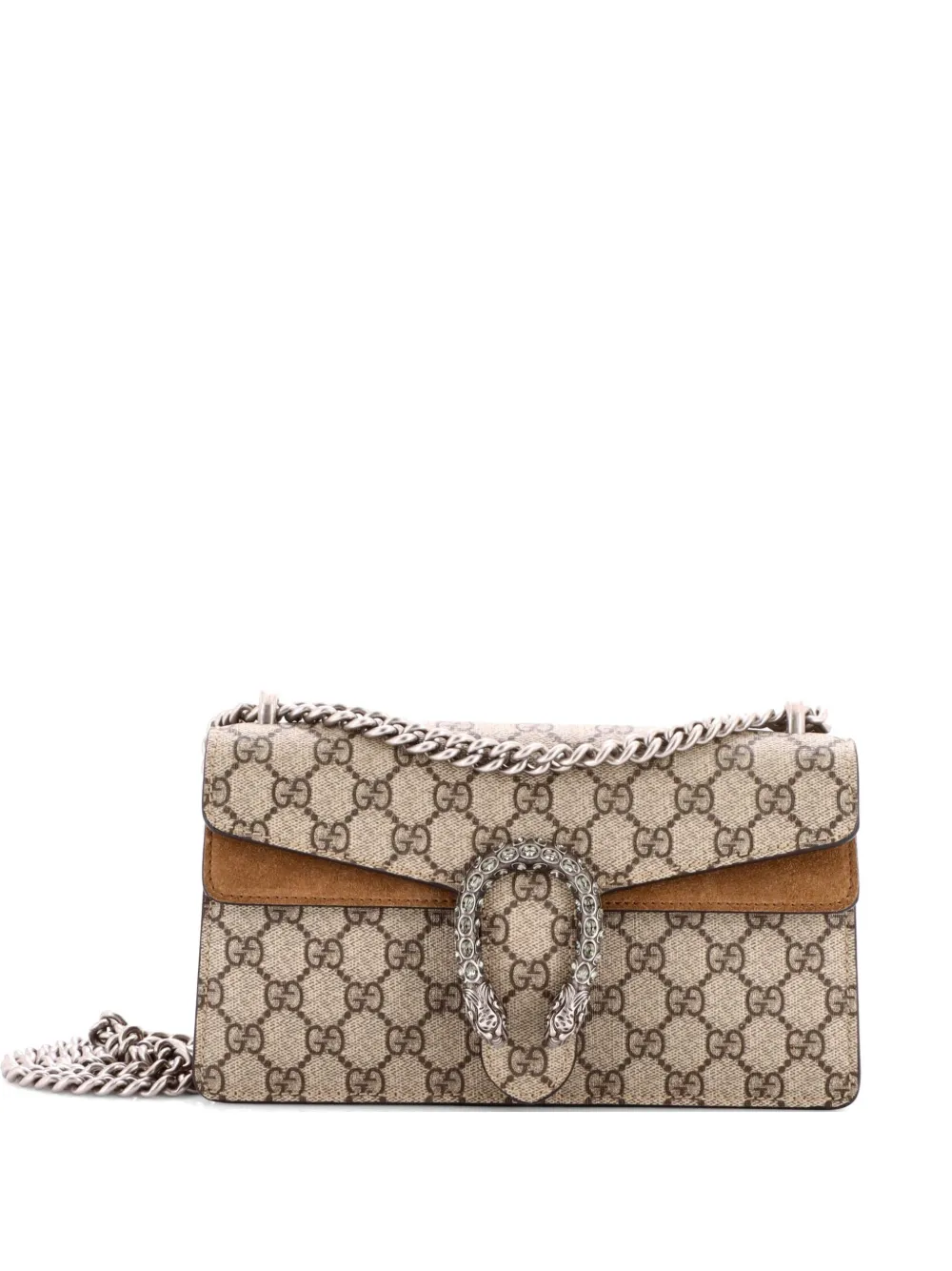 Gucci Pre-Owned Dionysus Bag GG Coated Canvas with Crystal Embellished Metal Small shoulder bag - Marrone