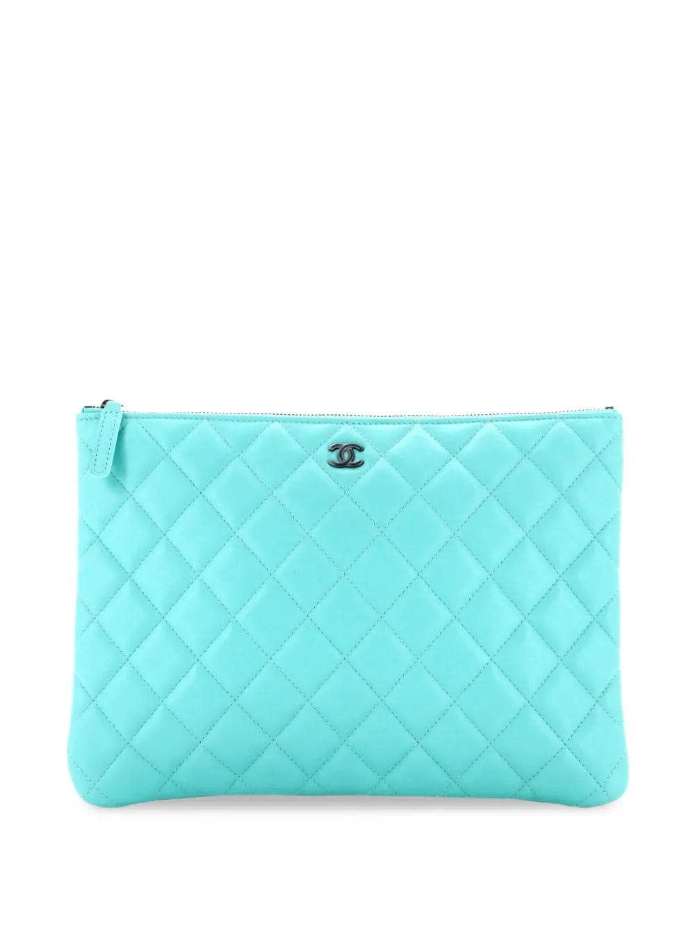CHANEL Pre-Owned O Case Quilted Lambskin Medium clutch bag - Blu