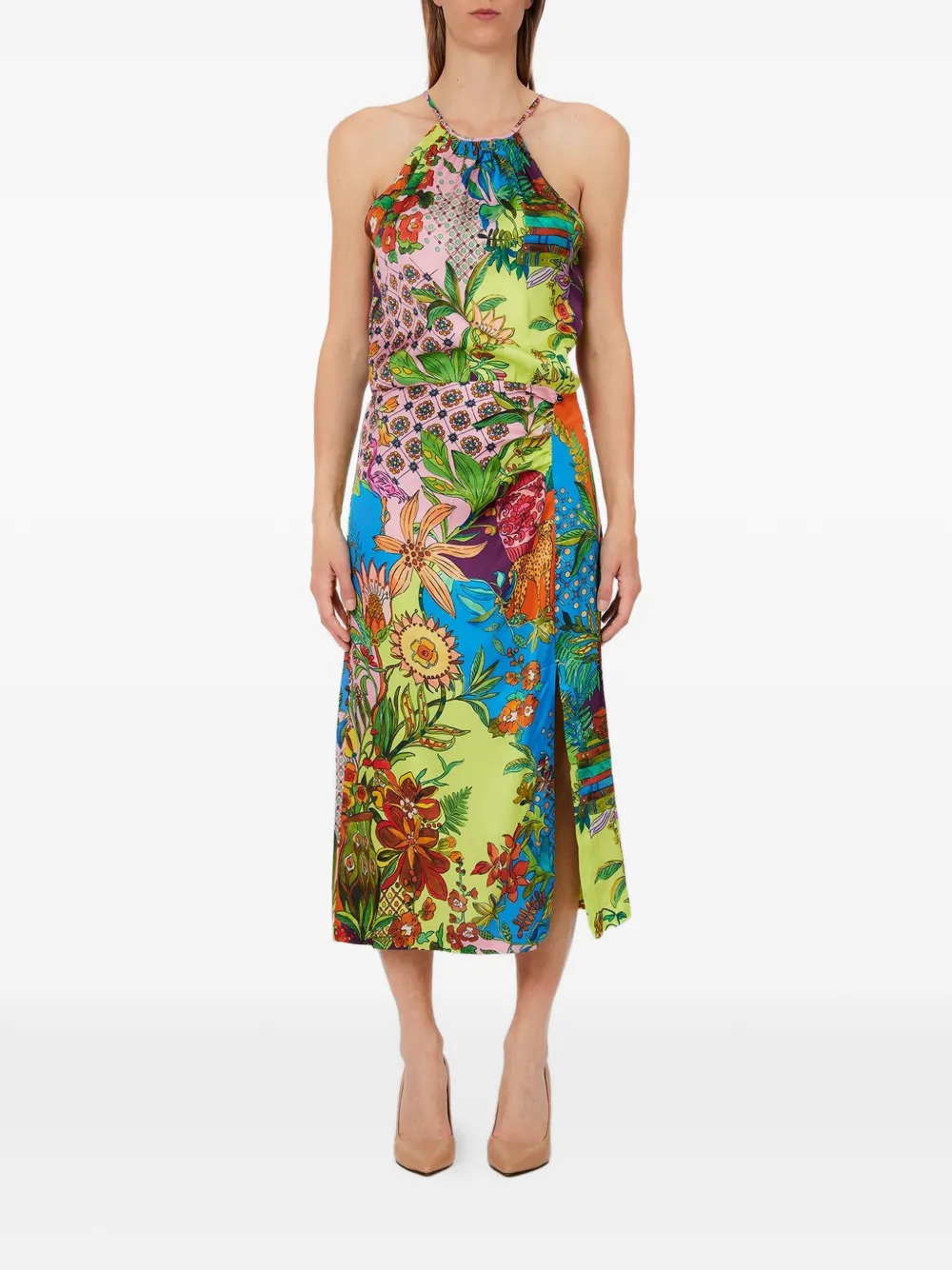 LIU JO halterneck floral print dress - Verde
