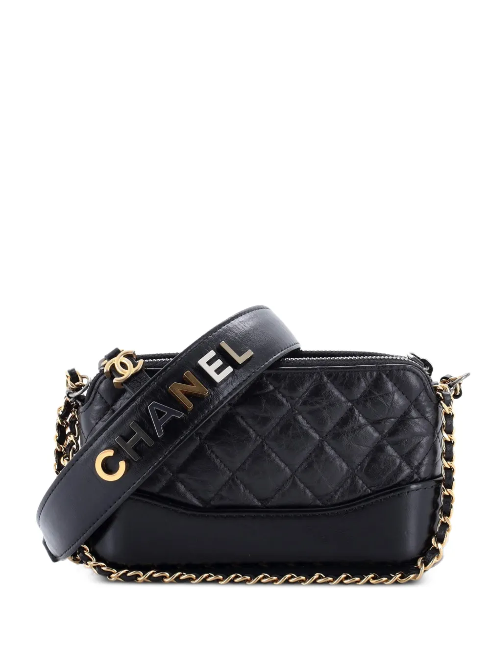 CHANEL Pre-Owned Gabrielle Double Zip with Chain Quilted Aged Calfskin clutch bag - Nero