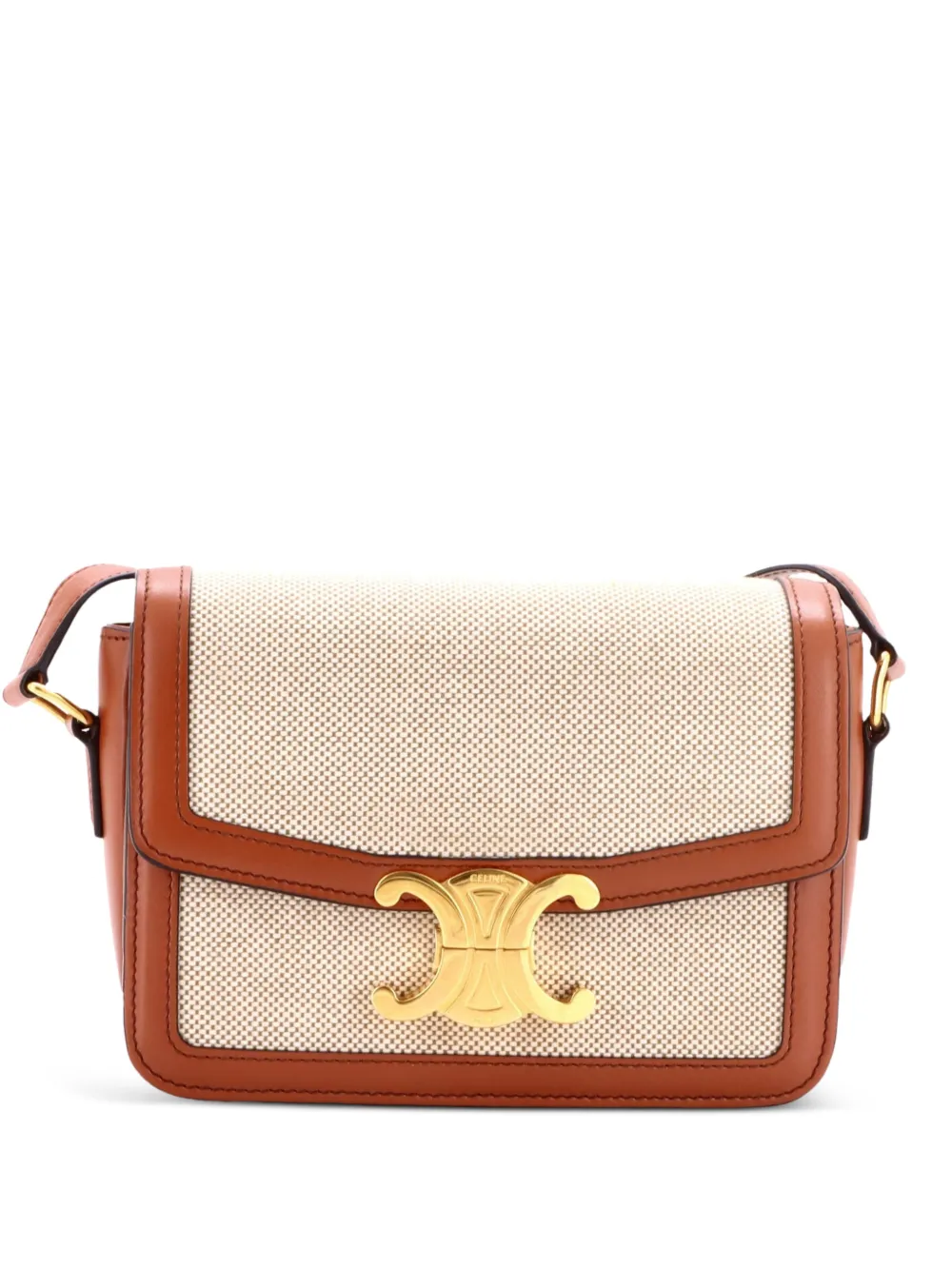 Celine Pre-Owned Triomphe Shoulder Bag Canvas with Leather Teen crossbody bag - Marrone