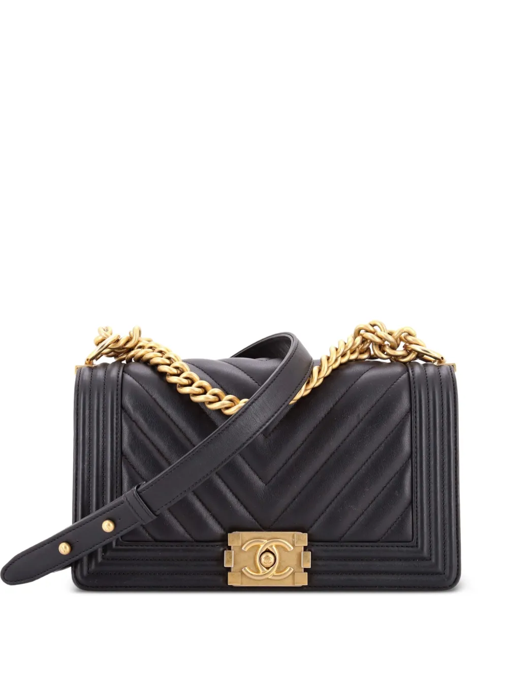 CHANEL Pre-Owned Boy Flap Bag Chevron Lambskin Old Medium shoulder bag - Nero