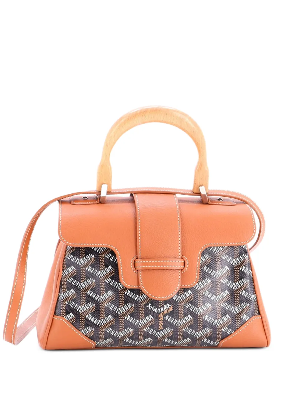 Goyard Pre-Owned Saigon Top Handle Bag Coated Canvas with Leather Mini shoulder bag - Marrone