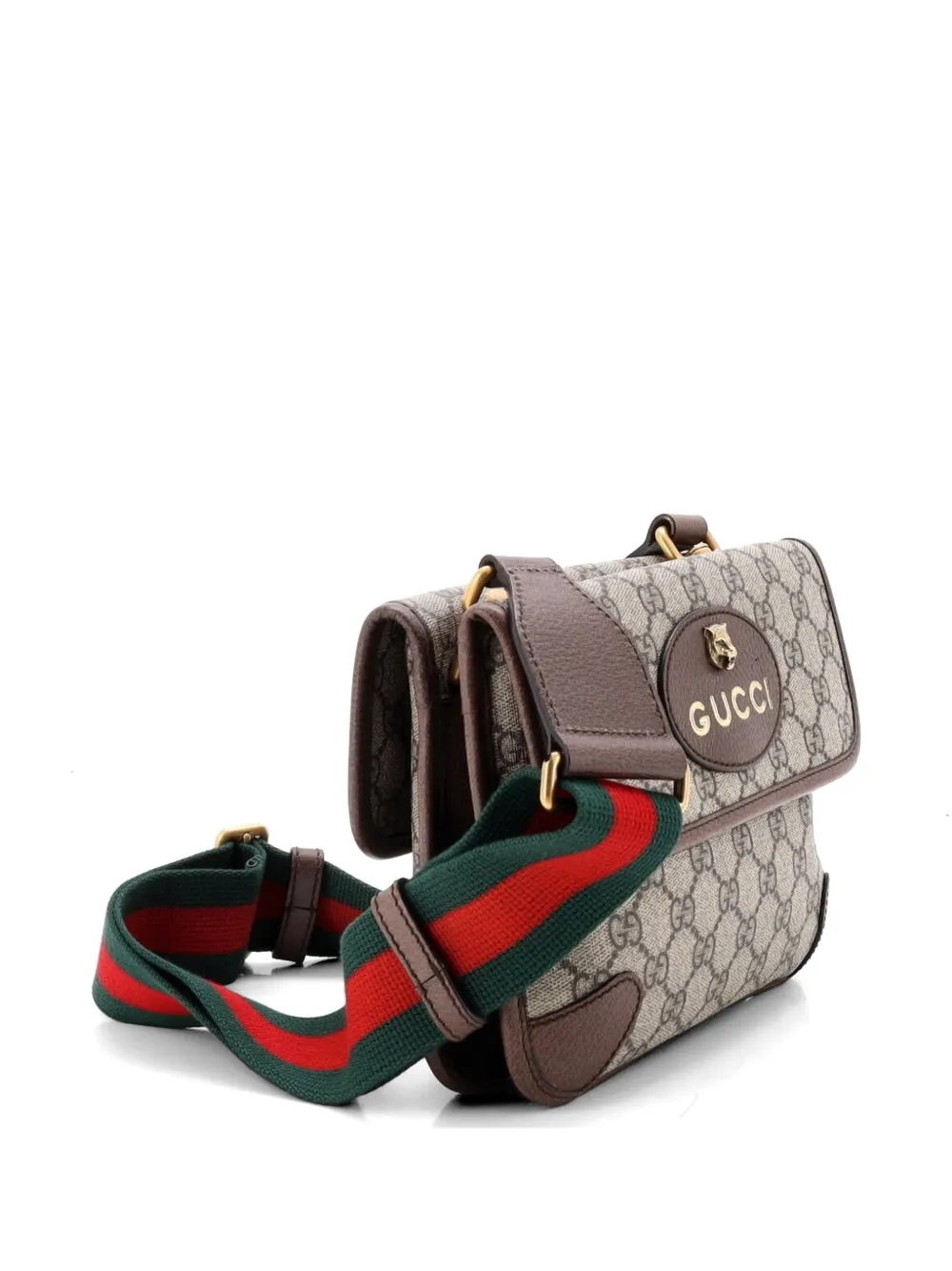 Gucci Pre-owned Neo Vintage Flap Messenger GG Coated Canvas Small Crossbody Bag in Brown, view 3