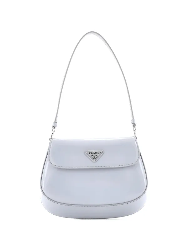 Prada Pre-owned Cleo Flap Shoulder Bag Spazzolato Leather Small Hobo Bag in Blue