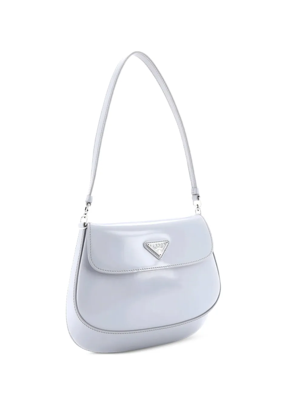 Prada Pre-owned Cleo Flap Shoulder Bag Spazzolato Leather Small Hobo Bag in Blue, view 3
