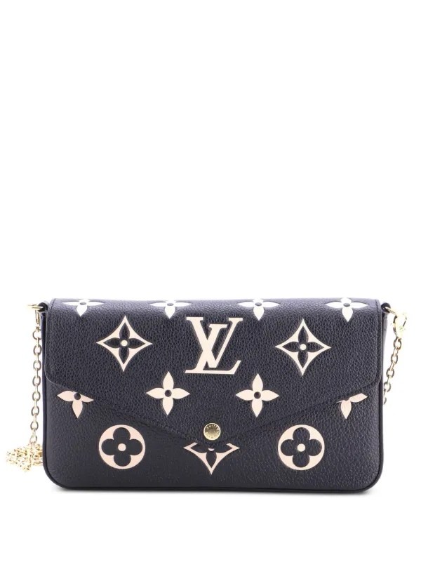 Louis Vuitton Pre-owned Felicie Pochette Bicolor Monogram Empreinte Giant Crossbody Bag in Black