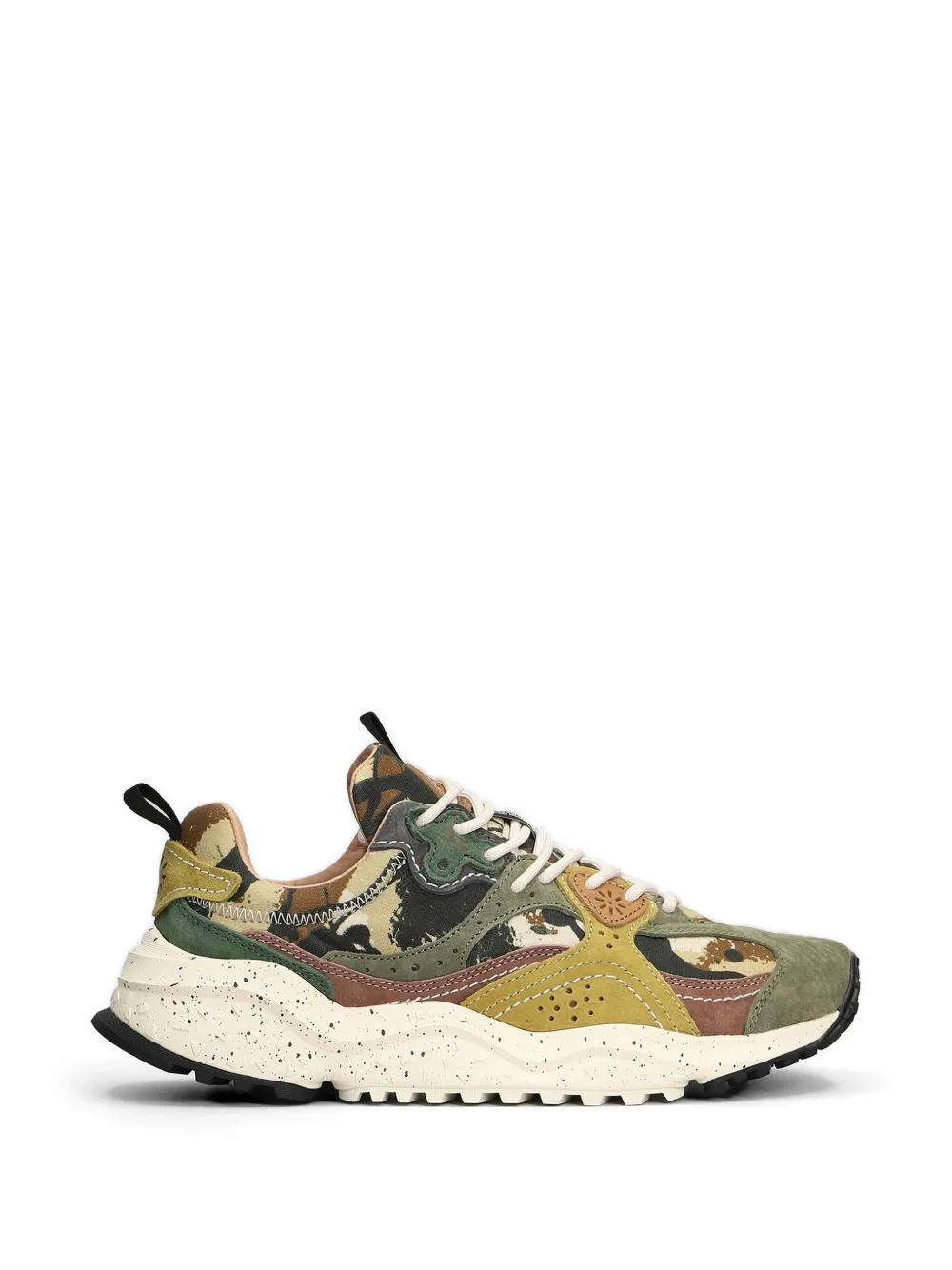 FLOWER MOUNTAIN Wave camouflage-print panelled sneakers - Verde