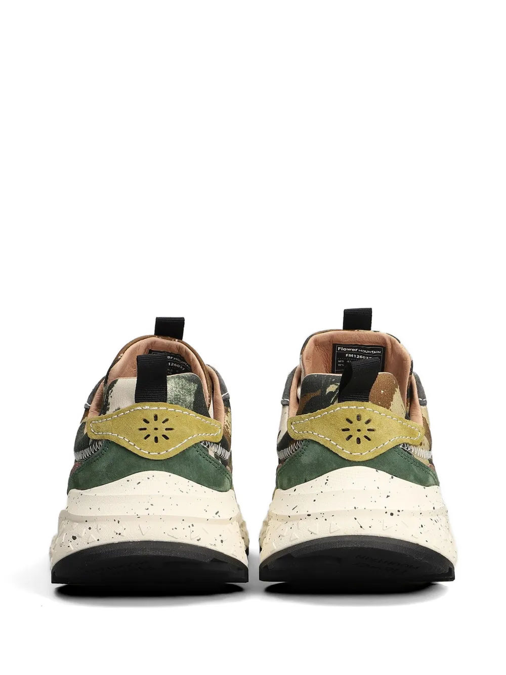 FLOWER MOUNTAIN Wave camouflage-print panelled sneakers Groen