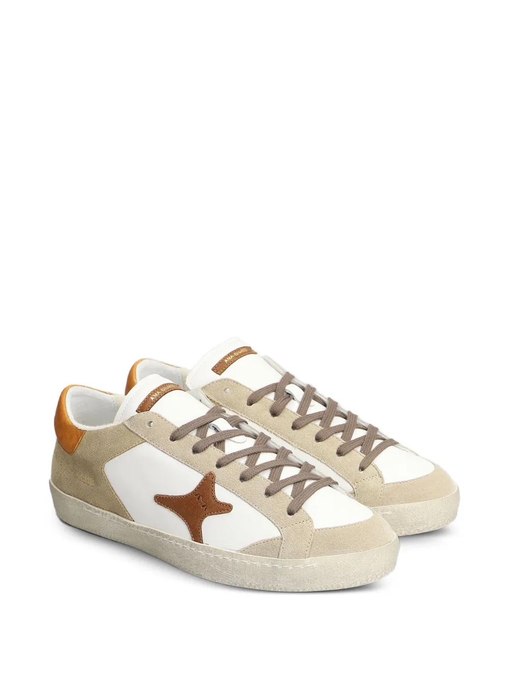 Ama Brand suede-panelled star-patch sneakers Beige