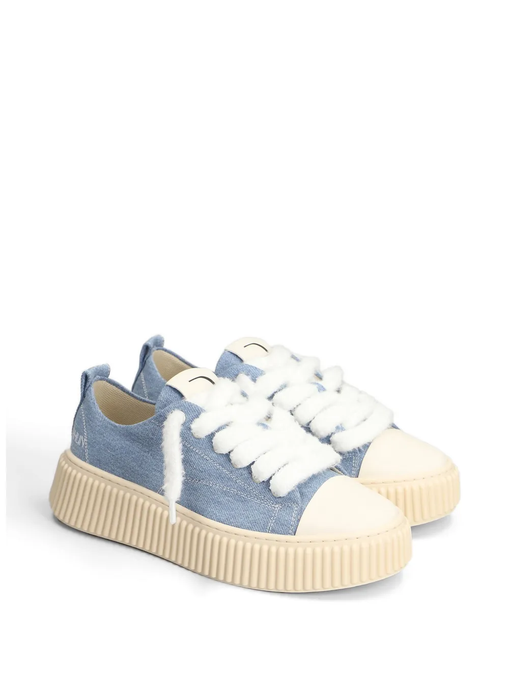 Rhun Sneakers met plateauzool en denim-textuur Blauw
