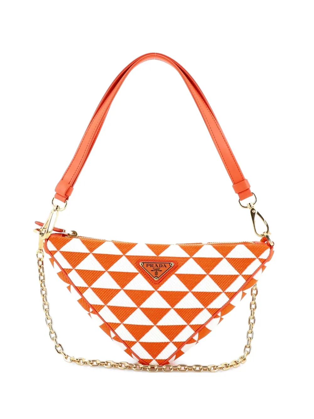 Prada Pre-Owned Symbole Triangle Bag Jacquard Mini shoulder bag - Arancione