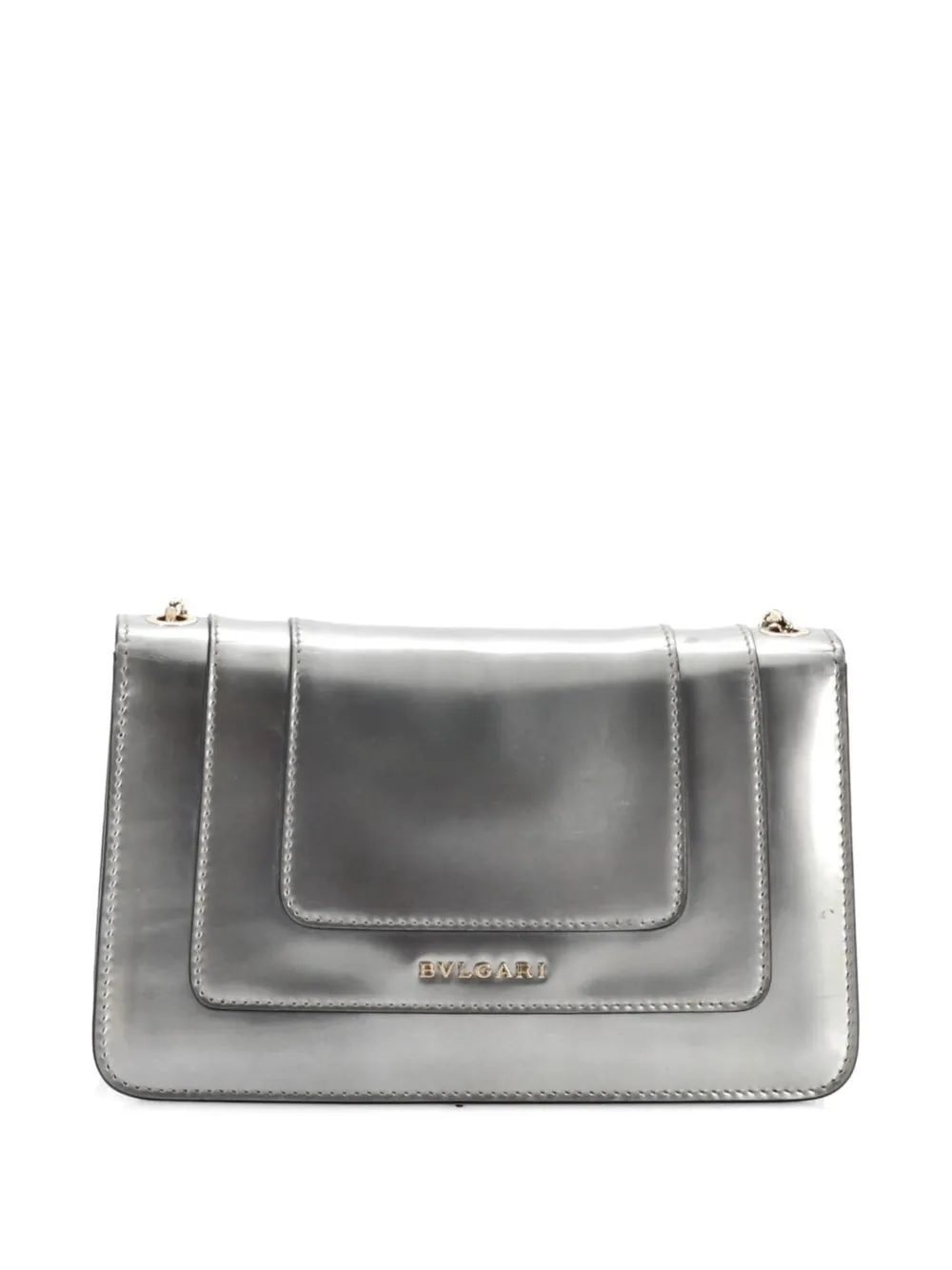  Bvlgari Pre-owned Serpenti Forever Metallic Leather Medium Shoulder Bag - Silver 