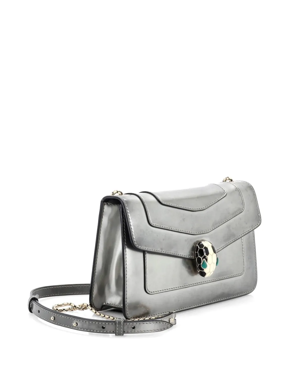  Bvlgari Pre-owned Serpenti Forever Metallic Leather Medium Shoulder Bag - Silver 