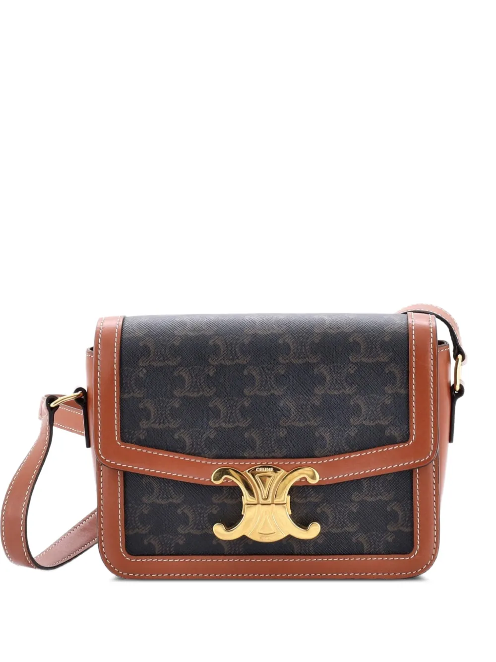 Celine Pre-Owned Triomphe Triomphe Coated Canvas Teen shoulder bag - Marrone