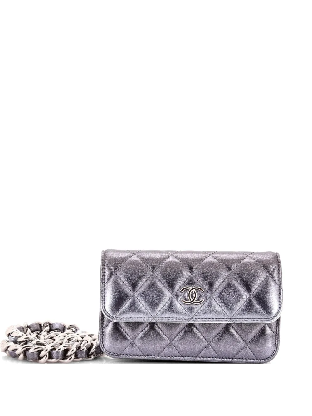 CHANEL Pre-Owned Coco Punk Chain Clutch Quilted Gradient Metallic Lambskin crossbody bag - Effetto metallizzato