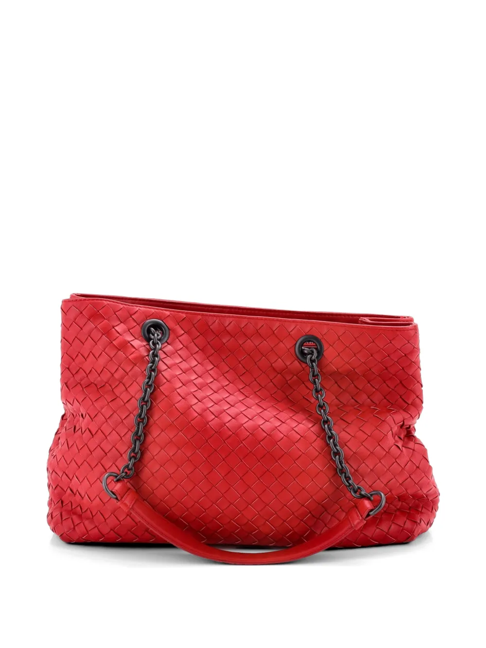 Bottega Veneta Pre-Owned Double Chain Intrecciato Nappa Medium tote bag - Rosso