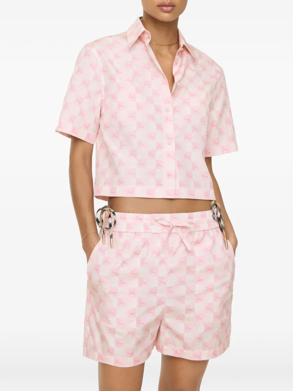 Burberry Knight cropped katoenen blouse Roze