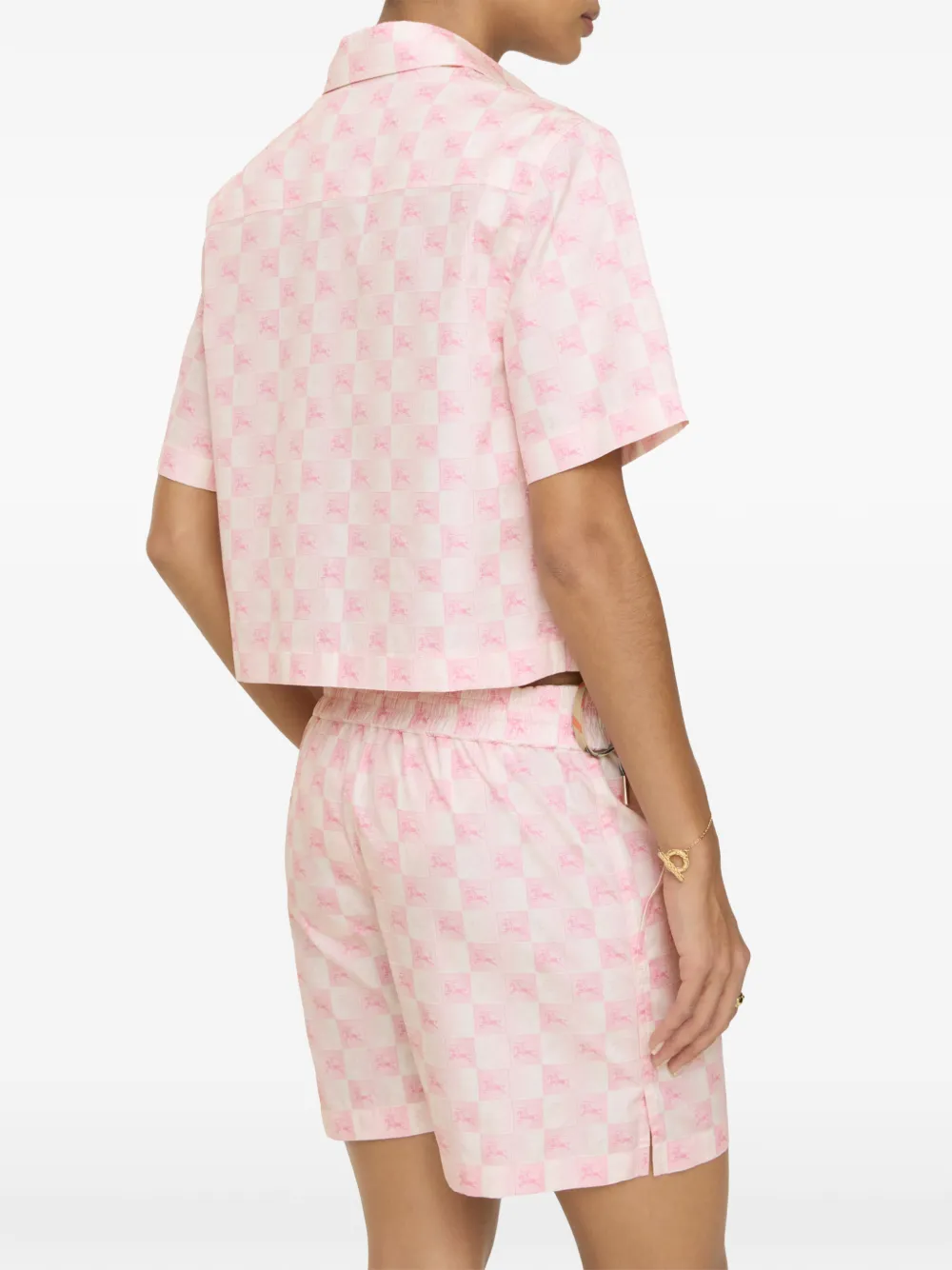 Burberry Knight cropped katoenen blouse Roze