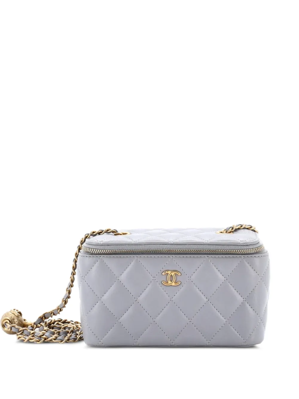 CHANEL Pre-Owned Pearl Crush Vanity Case with Chain Quilted Lambskin Small clutch bag - Grigio