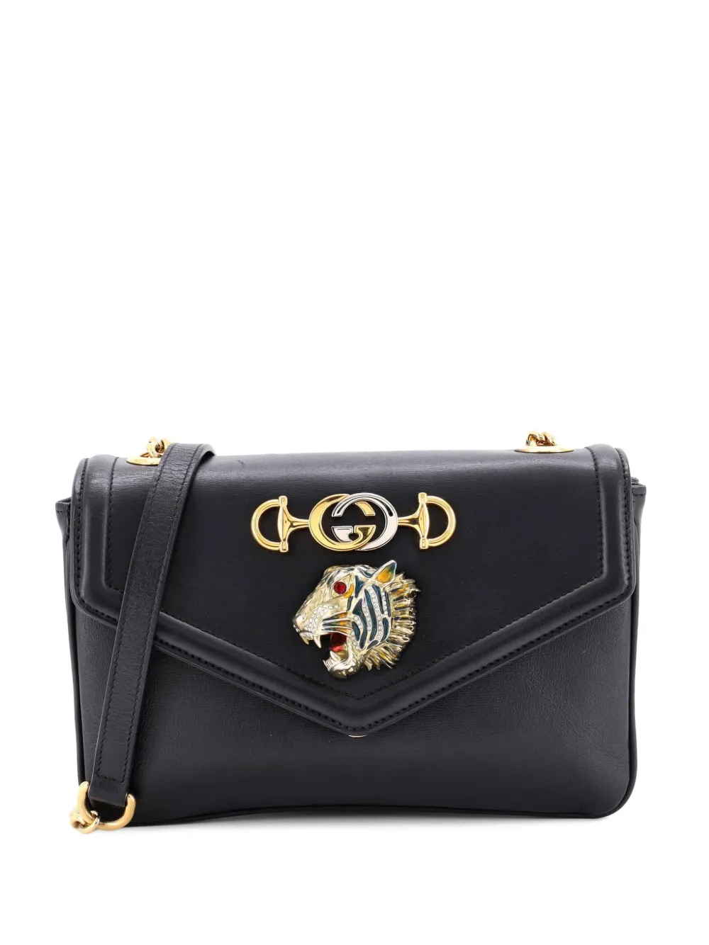 Gucci Pre-Owned Rajah Chain Leather Medium shoulder bag - Nero