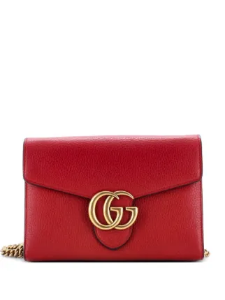 Gucci Pre-Owned GGマーモント チェーンウォレット | レッド | FARFETCH JP