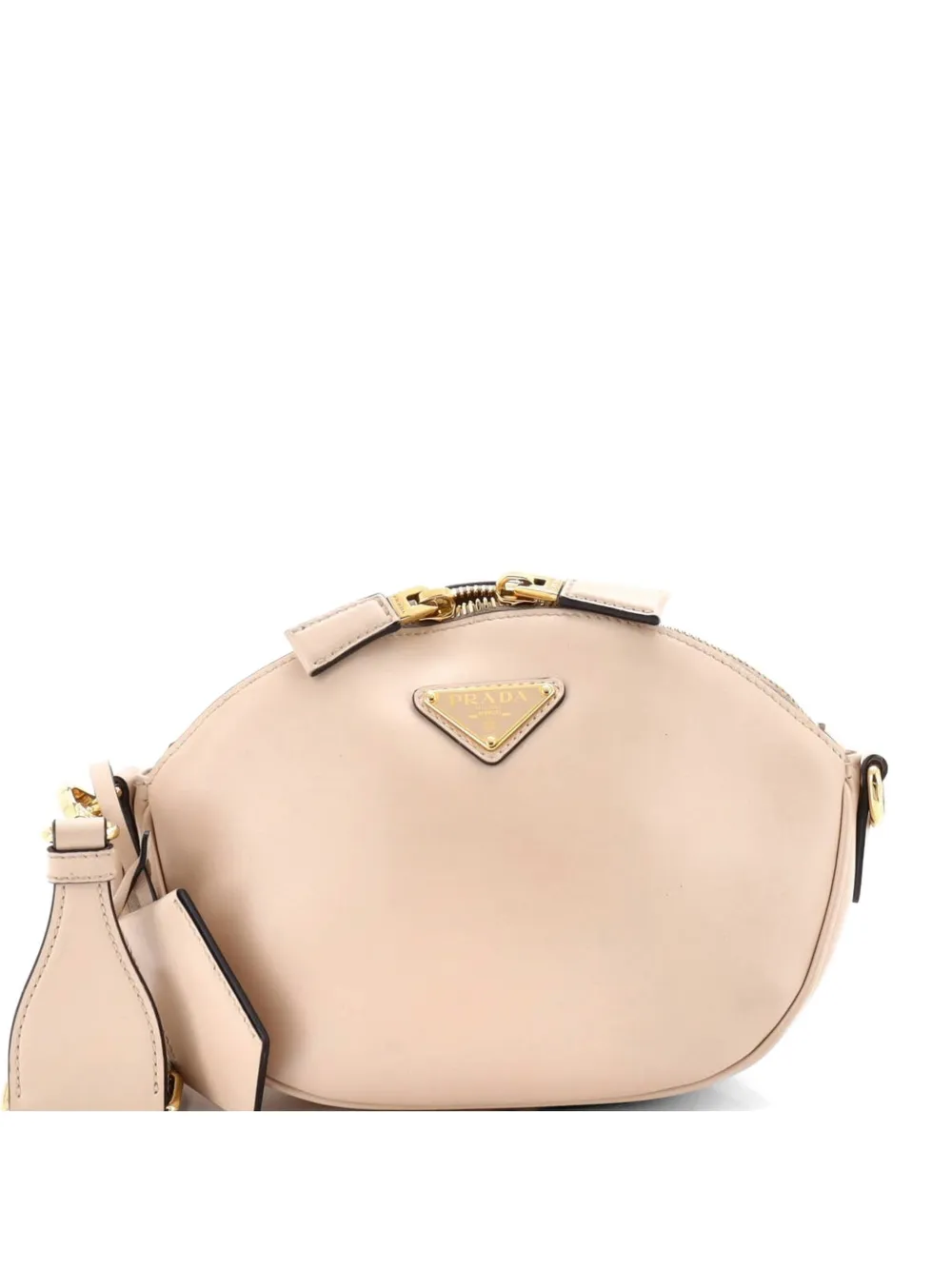 Prada Pre-Owned Triangle Logo Zip-Top Leather Mini crossbody bag - Toni neutri