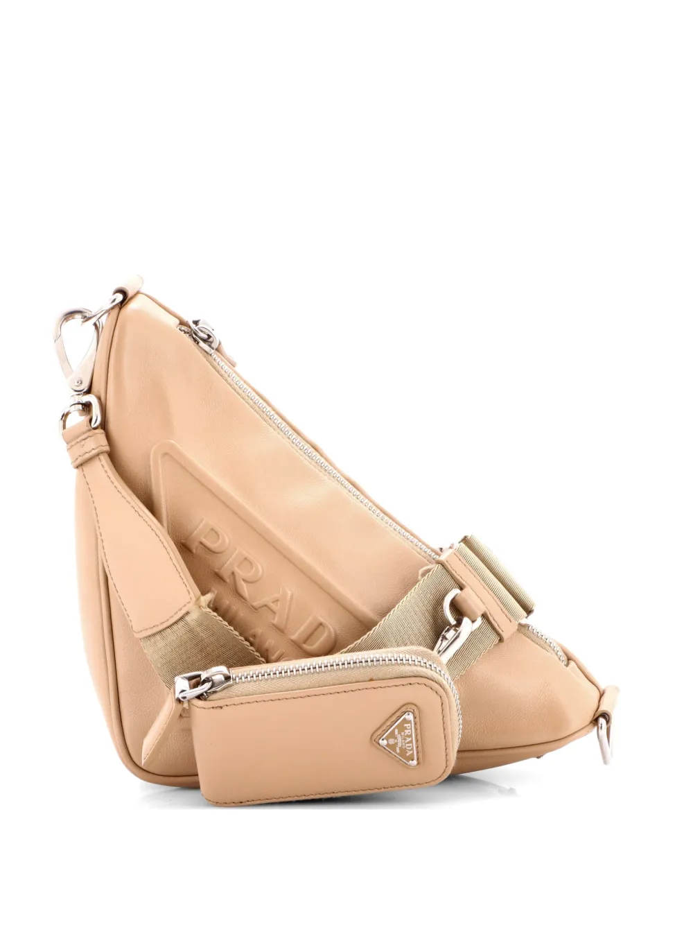 Prada Pre-Owned Triangle Logo Zip Leather Small crossbody bag - Toni neutri
