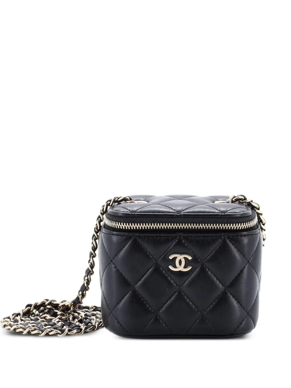 CHANEL Pre-Owned Classic Vanity Case with Chain Quilted Lambskin Mini crossbody bag - Nero