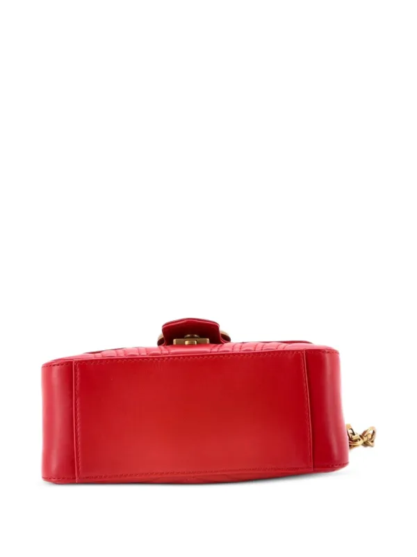 GGマーモント マトラッセ レザー ミニ トップハンドルバッグ Gucci Pre-Owned GGマーモント トップハンドル フラップ マトラッセ