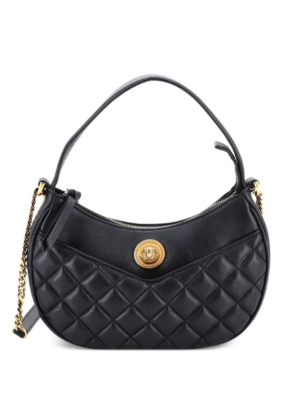 Versace Pre-Owned Medusa Half Moon Bag Quilted Leather shoulder bag - Nero