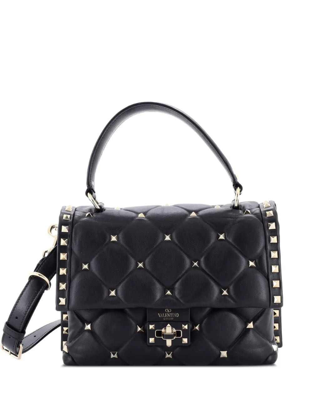 Valentino Garavani Pre-Owned Candystud Top Handle Bag Leather Medium shoulder bag - Nero