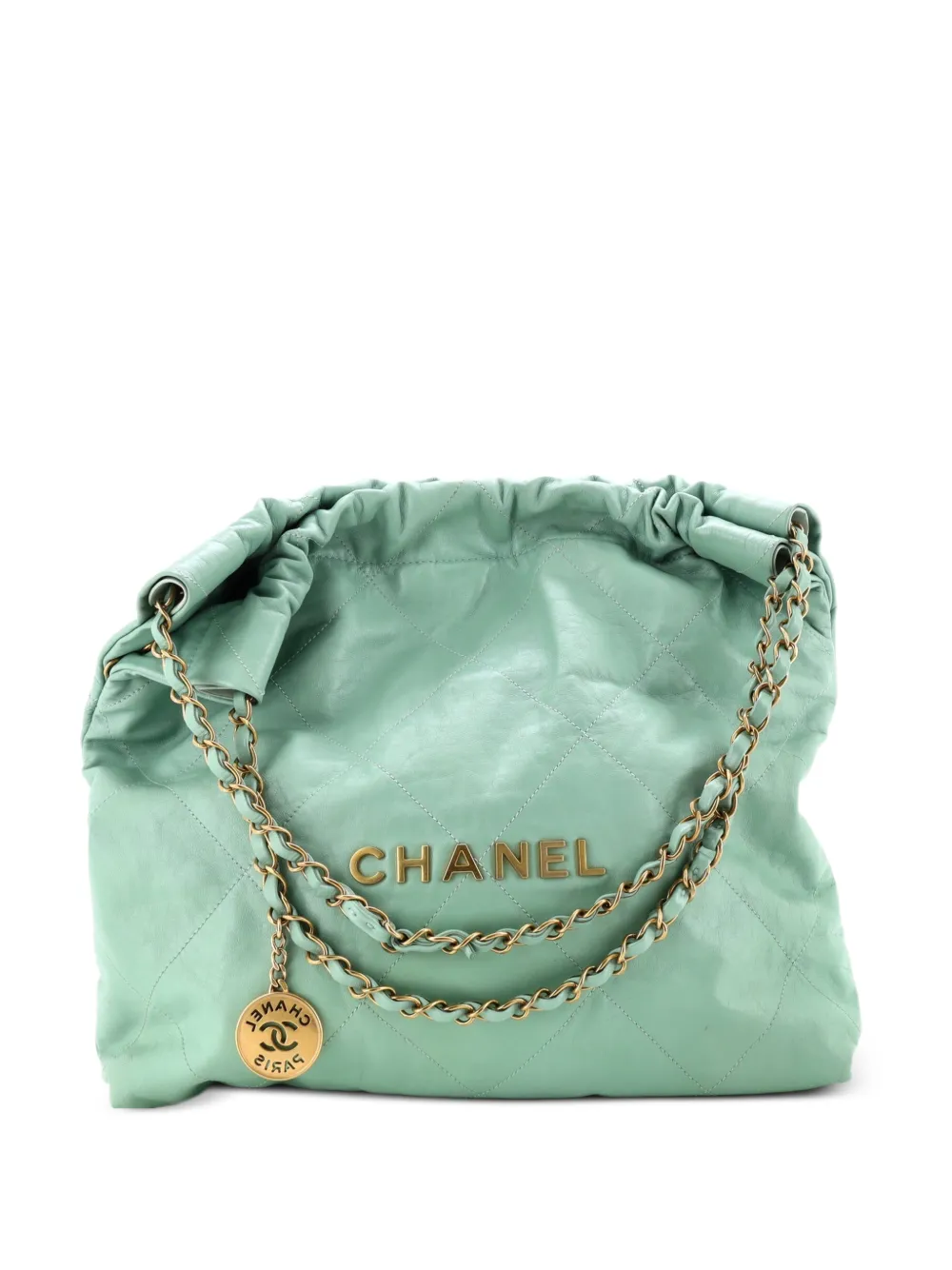 CHANEL Pre-Owned 22 Chain Quilted Calfskin Medium hobo bag - Verde