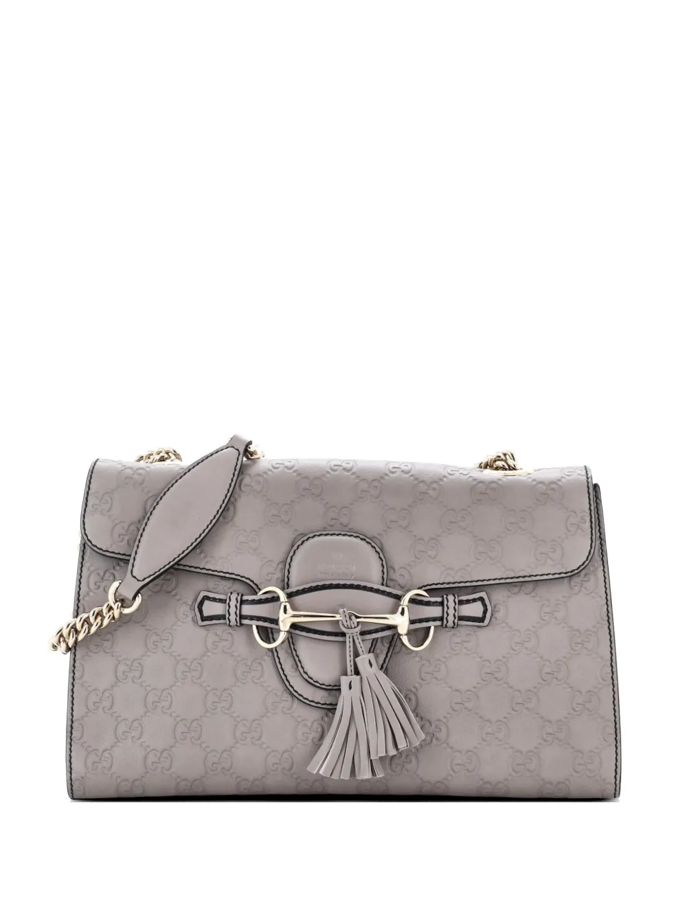 Gucci Pre-Owned Emily Chain Flap Bag Guccissima Leather Medium shoulder bag - Grigio