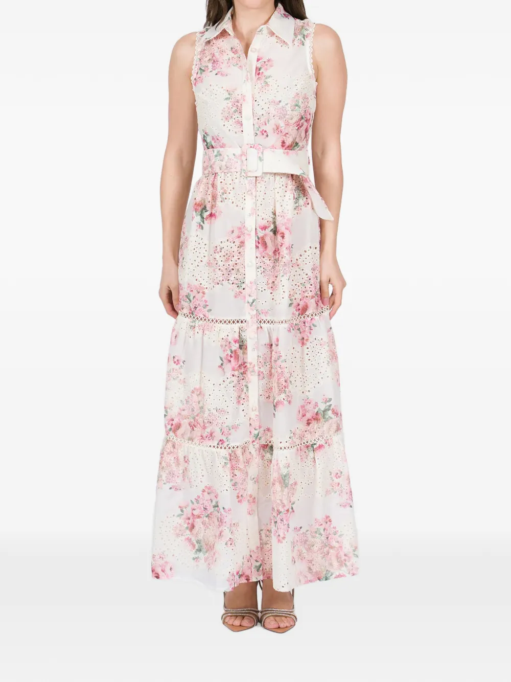 AMOSA floral print broderie dress - Toni neutri