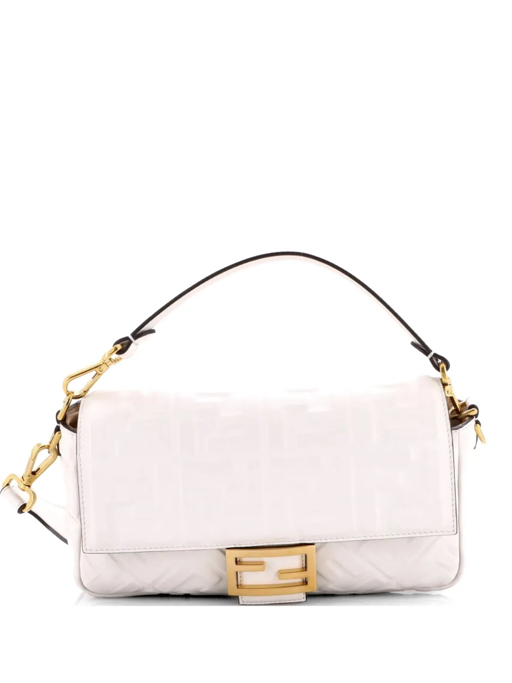 Fendi Pre-Owned Borsa a tracolla Baguette NM media in pelle goffrata con motivo Zucca - Bianco