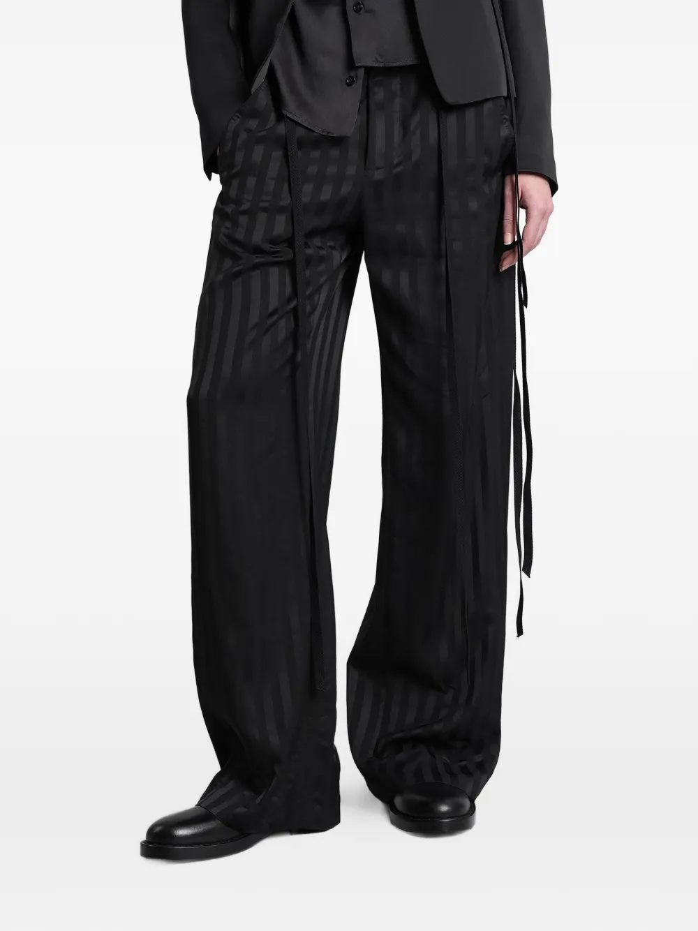 Ann Demeulemeester Anneke stripe-pattern trousers - Nero