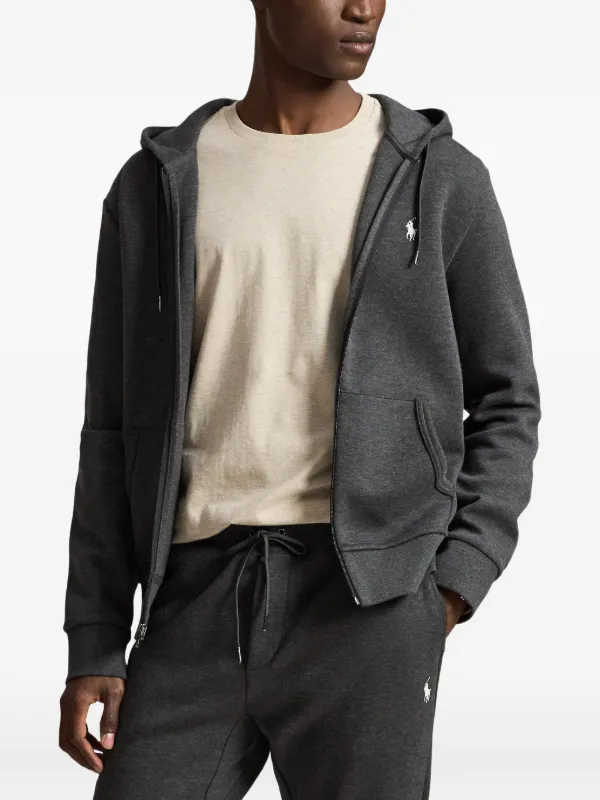 Polo Ralph Lauren logo-embroidered zip-up Hoodie | Grey | FARFETCH
