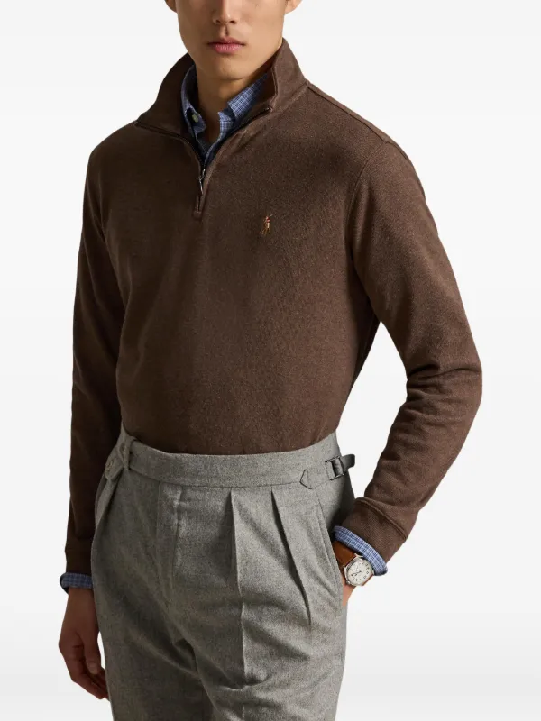 Polo Ralph Lauren Estate-Rib quarter-zip Sweater | Brown | FARFETCH